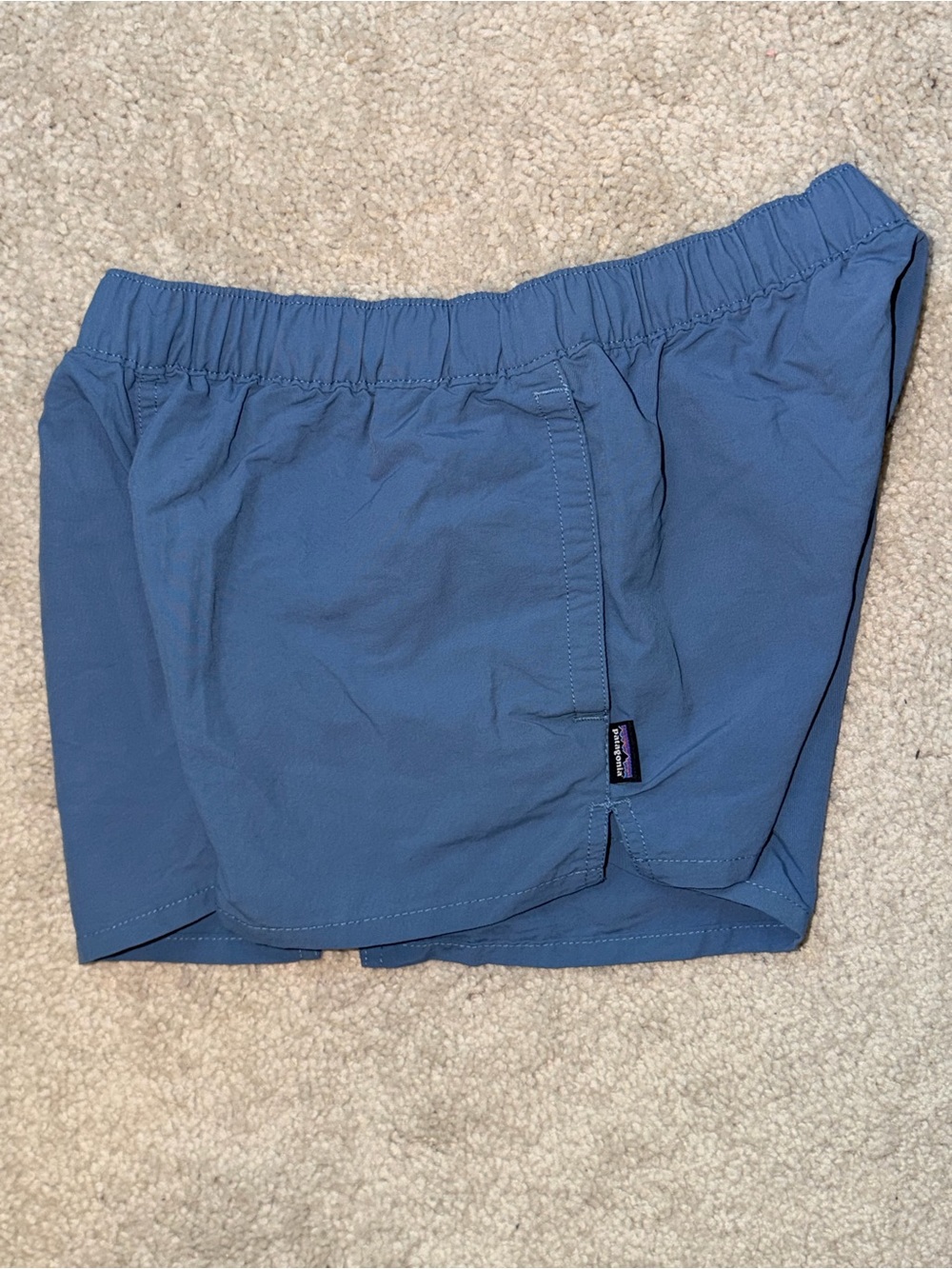 Patagonia Barely Baggies Blue Elastic Waist Shorts